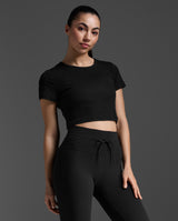 Fluid Modal Ribbed Crop Tee, Black/White