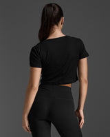 Fluid Modal Ribbed Crop Tee, Black/White