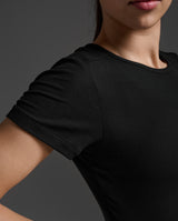 Fluid Modal Ribbed Crop Tee, Black/White