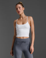 Flex Strappy Crop Tank, White/White