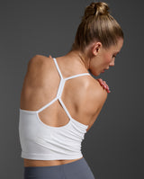 Flex Strappy Crop Tank, White/White