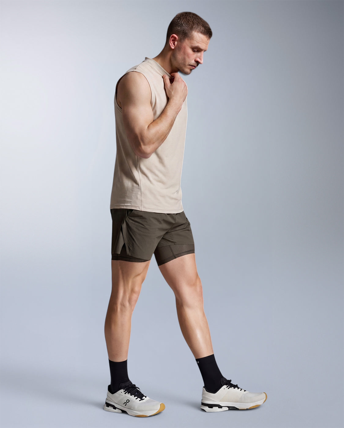 Motion Oversized Tencel Tank, Chalk/Chalk