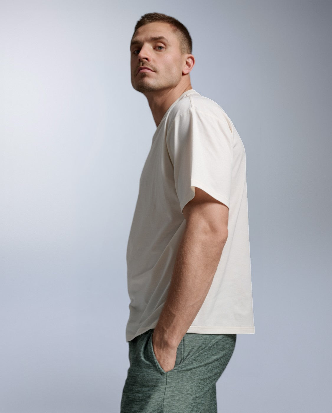 Motion Oversized Tencel Tee, Chalk/Chalk