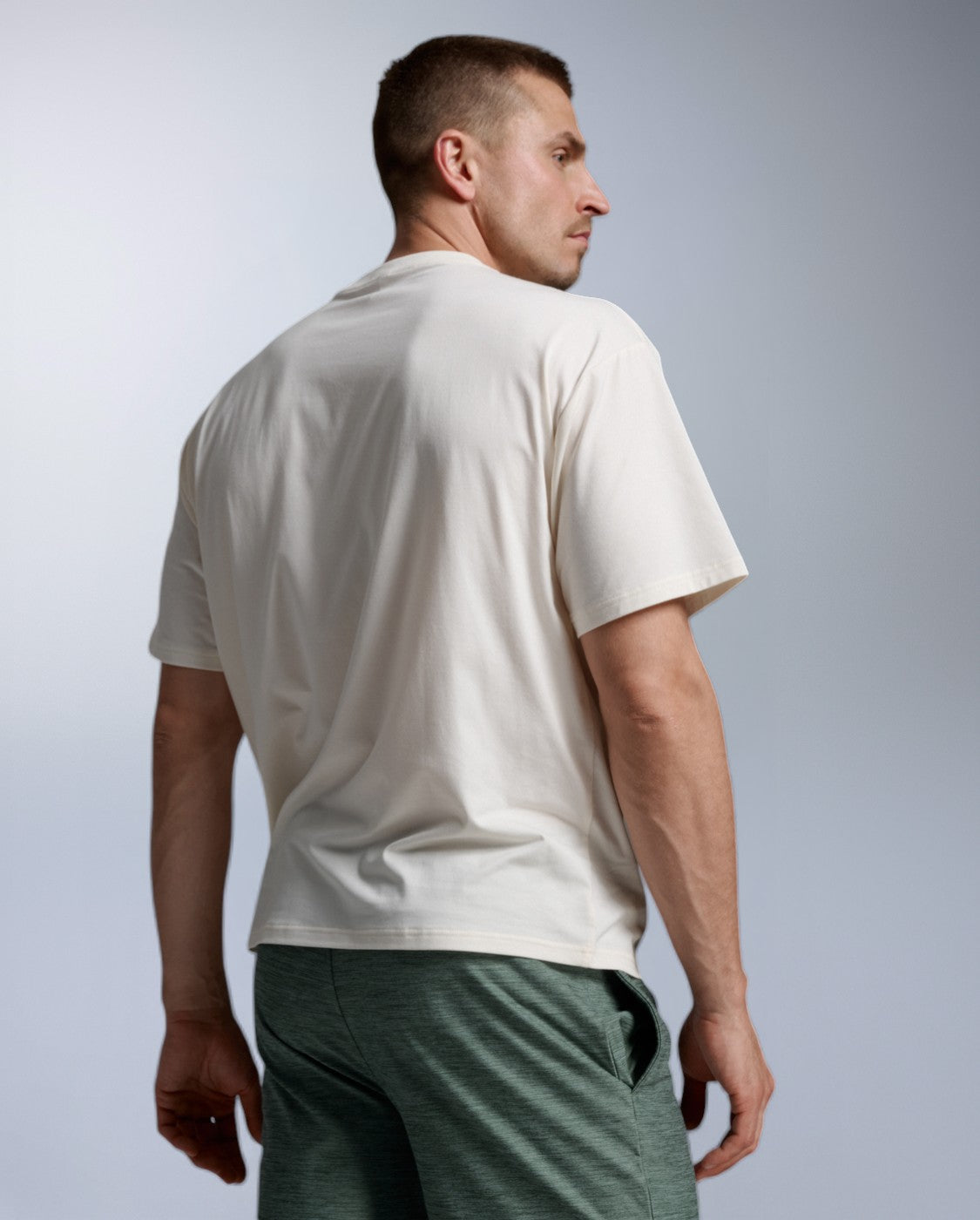Motion Oversized Tencel Tee, Chalk/Chalk
