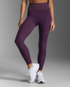 Ribbed Hi-Rise Compression Tights - Port/Hyper Violet