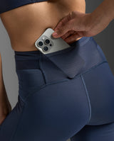 Aero Mesh Hi-Rise Compression Tights, Midnight/Midnight Reflective