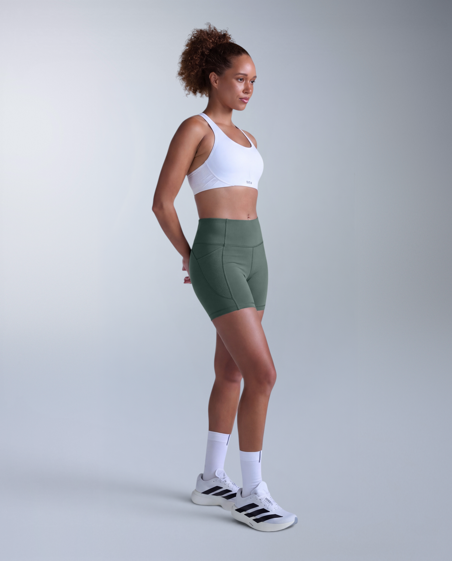 Aero Mesh Hi-Rise Compression 4 Inch Shorts, Olive Leaf/Olive Leaf Reflective
