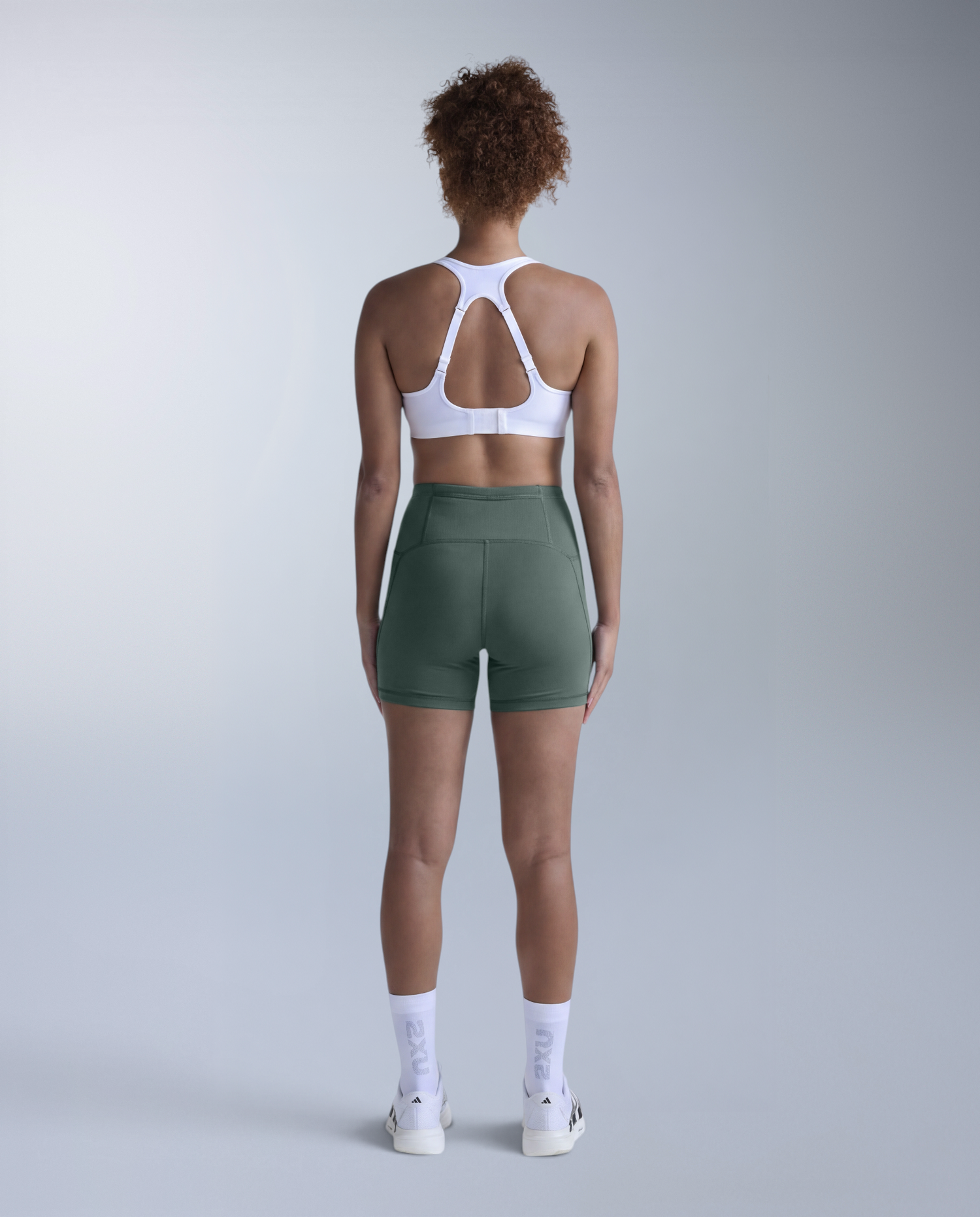 Aero Mesh Hi-Rise Compression 4 Inch Shorts, Olive Leaf/Olive Leaf Reflective