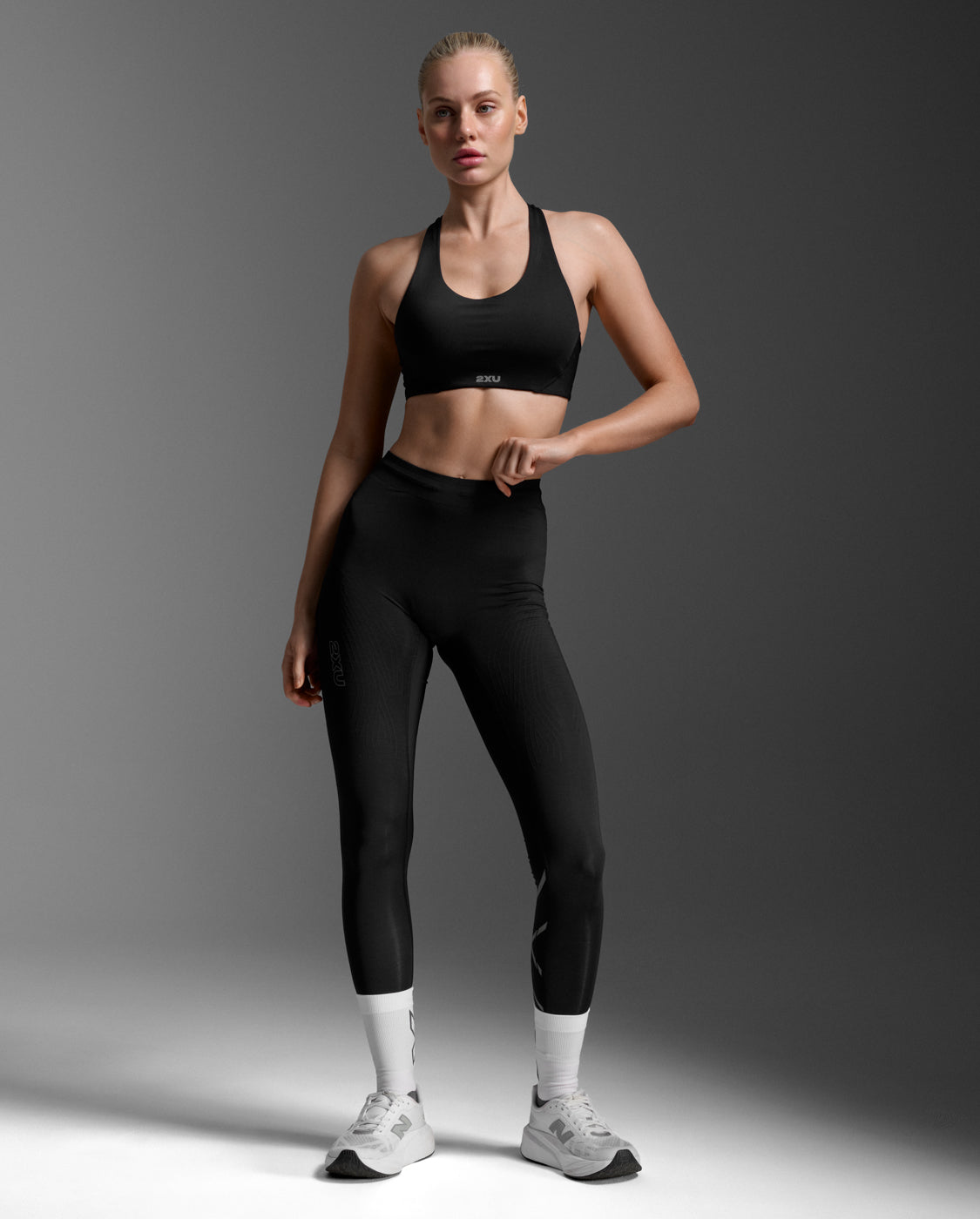 Light Speed React Hi-Rise Compression Tights, Black/ Black Reflective
