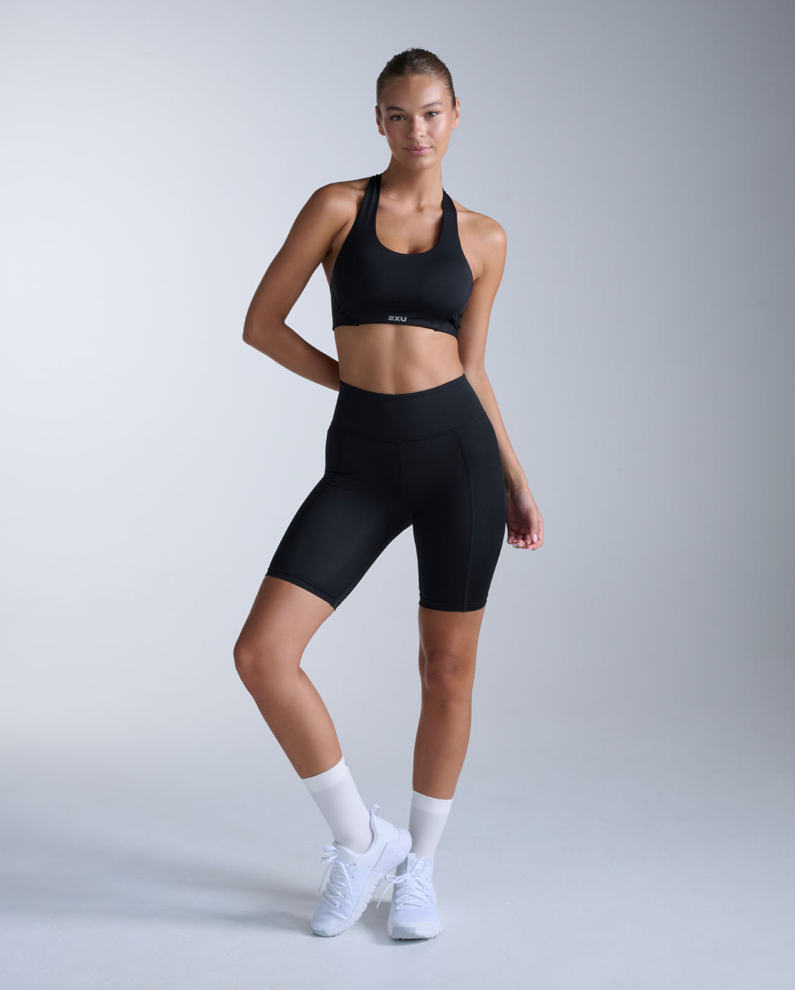 Core Hi-Rise Compression 7 Inch Shorts, Black/Silver