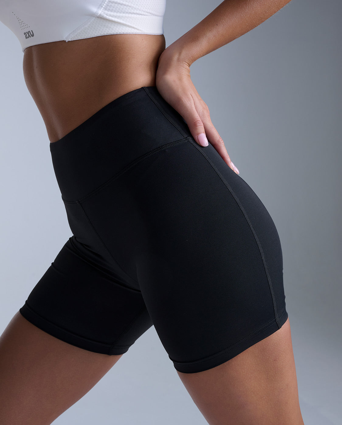 Core Hi-Rise Compression Game Day 5 Inch Shorts, Black/Silver