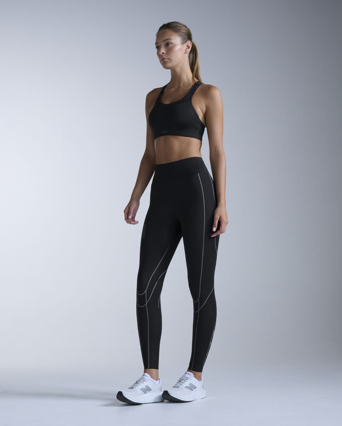 Light Speed Kinesis Hi-Rise Compression Tights, Black/ Black Reflective