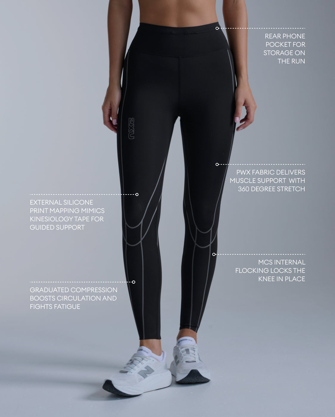 Light Speed Kinesis Hi-Rise Compression Tights, Black/ Black Reflective