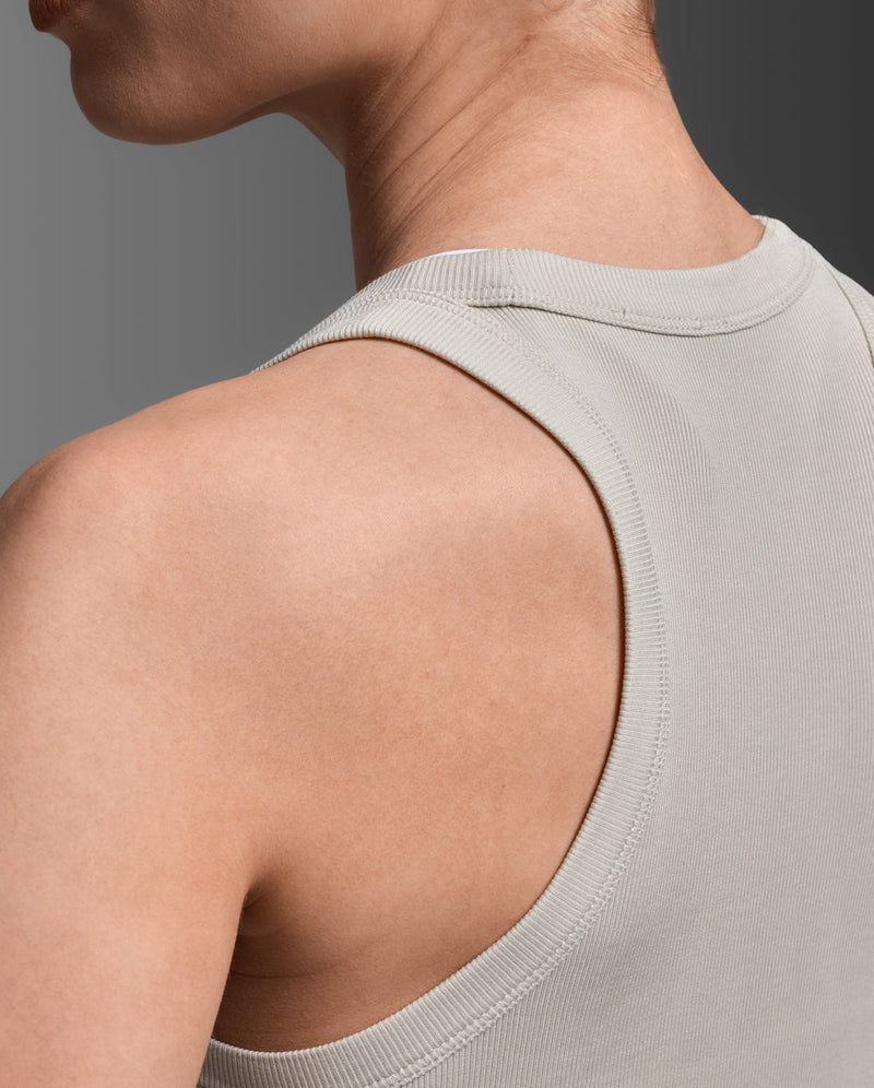 Fluid Modal Ribbed Tank, Moon/White