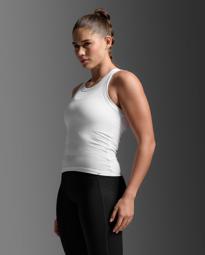 Fluid Modal Ribbed Tank, White/White