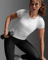 Fluid Modal Ribbed Crop Tee - WHITE/WHITE