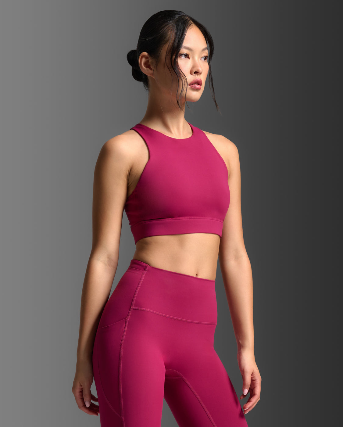 Bio Nylon Longline Bra, Merlot/Merlot