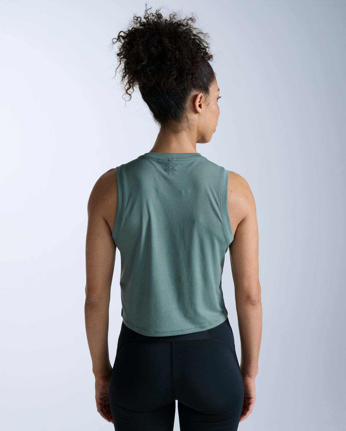 Aero Mesh Crop Tank, Olive Leaf/Olive Leaf Reflective