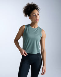 Aero Mesh Crop Tank, Olive Leaf/Olive Leaf Reflective