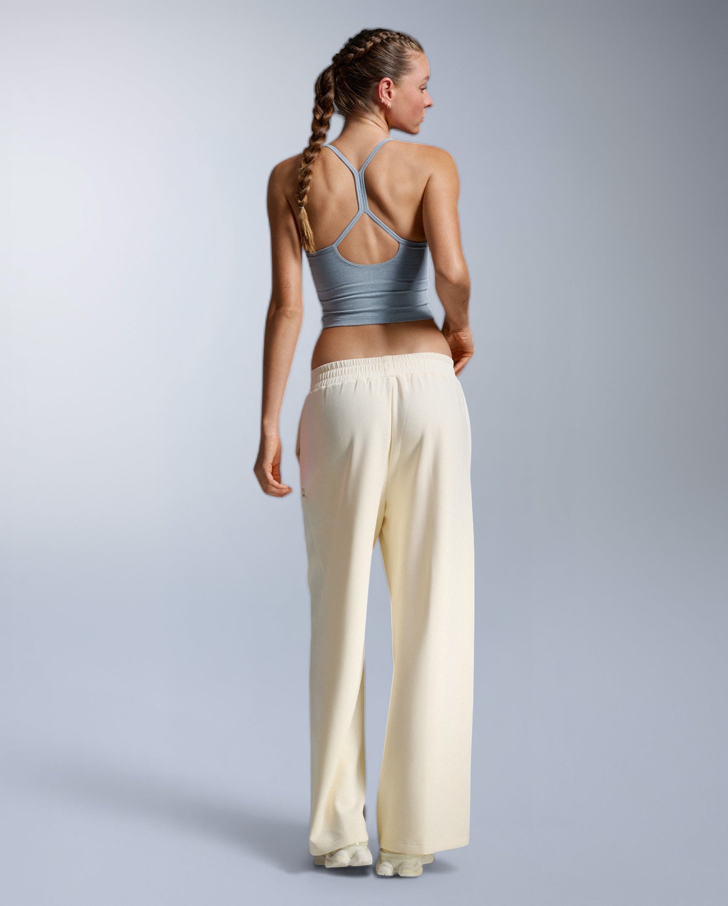 Wonderluxe Sand Washed Wide Leg Pants, Chalk/White
