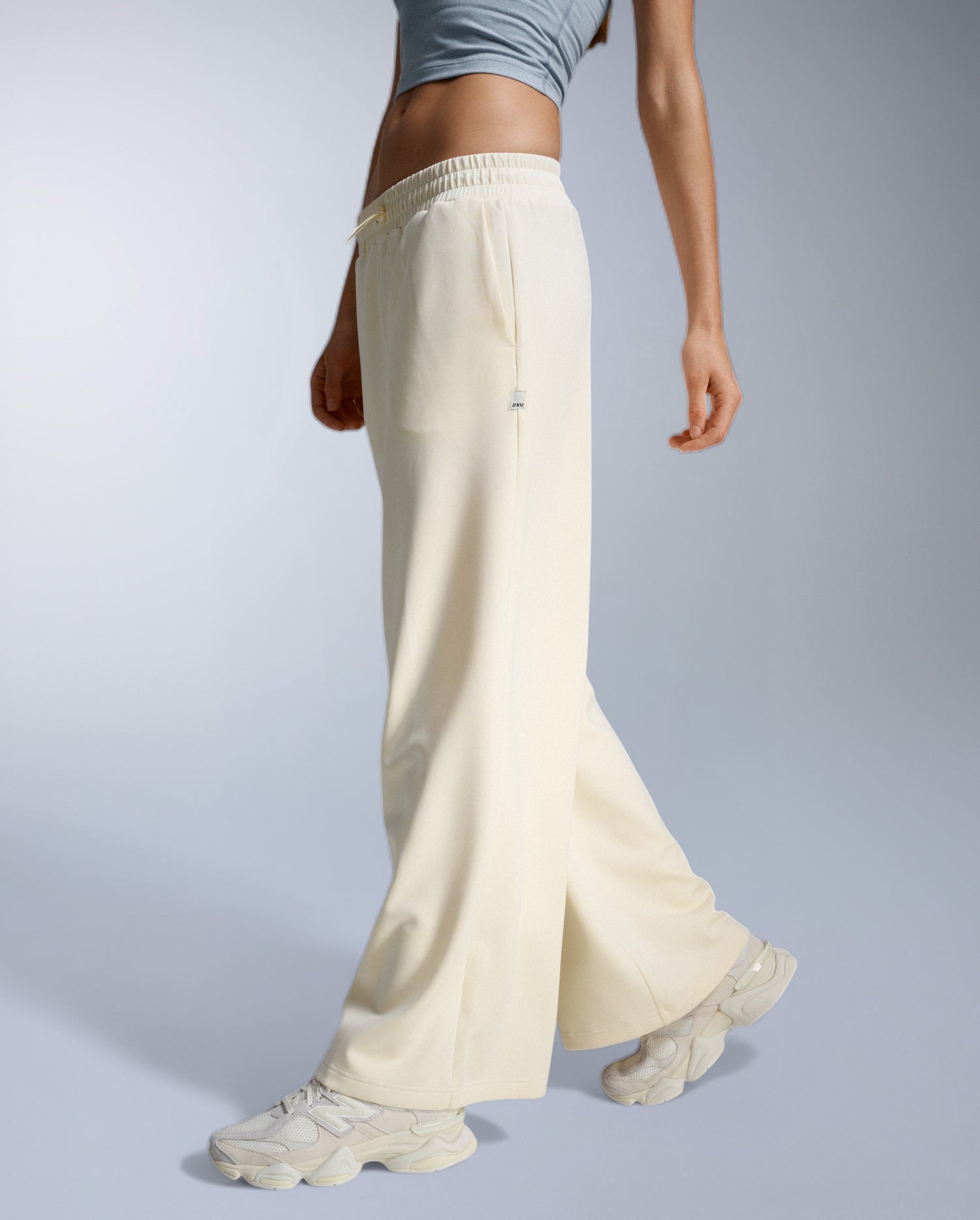Wonderluxe Sand Washed Wide Leg Pants, Chalk/White