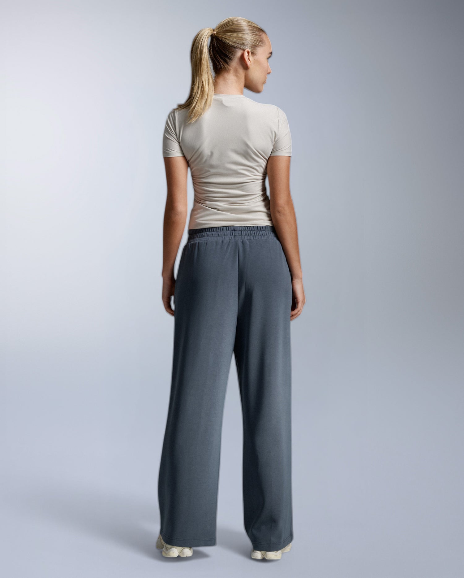 Wonderluxe Sand Washed Wide Leg Pants, India Ink/White