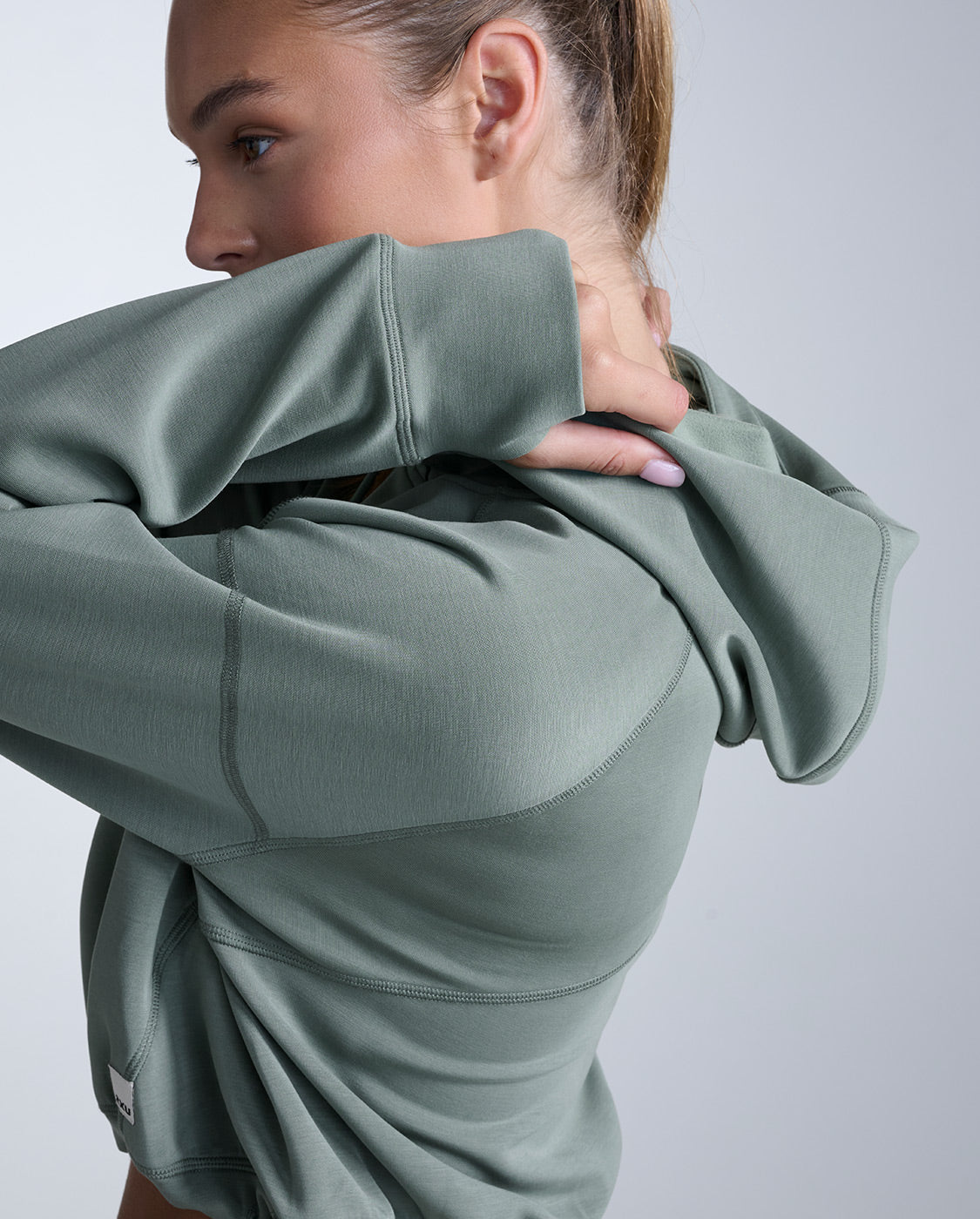 Wonderluxe Sand Washed Hoodie, Fern Green/White