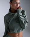 Wonderluxe Sand Washed Hoodie - FERN GREEN/WHITE