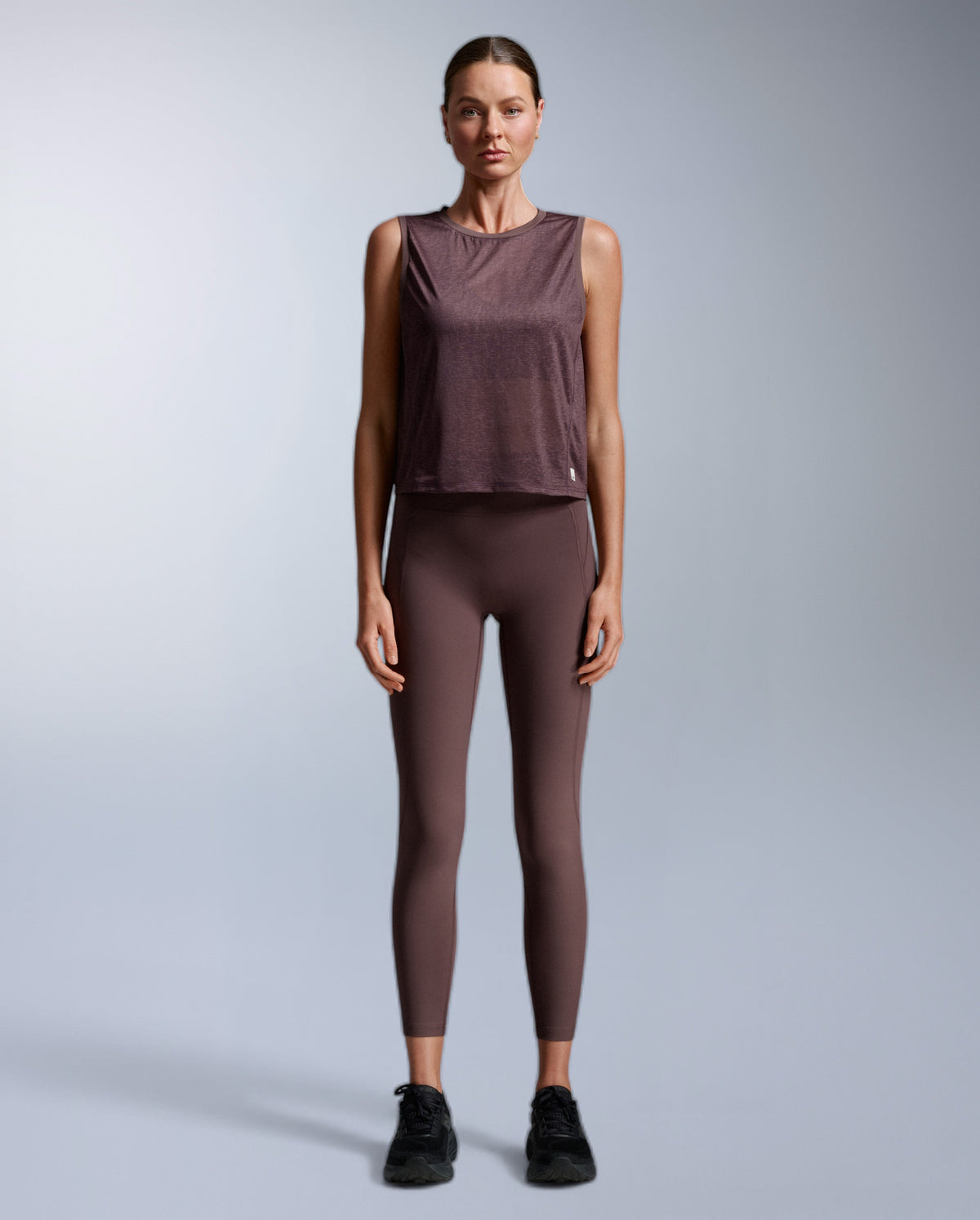 ReLight Crop Tank, Currant/White