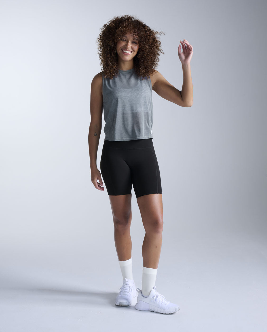Relight Crop Tank, Dark Sage/White