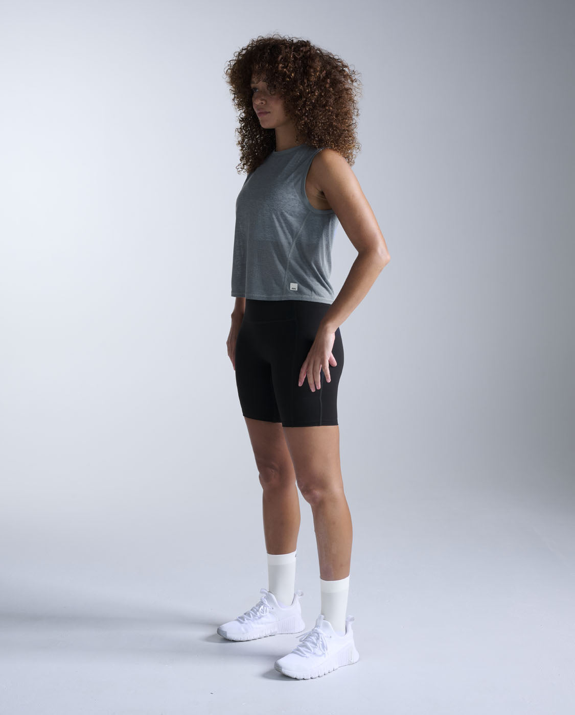Relight Crop Tank, Dark Sage/White
