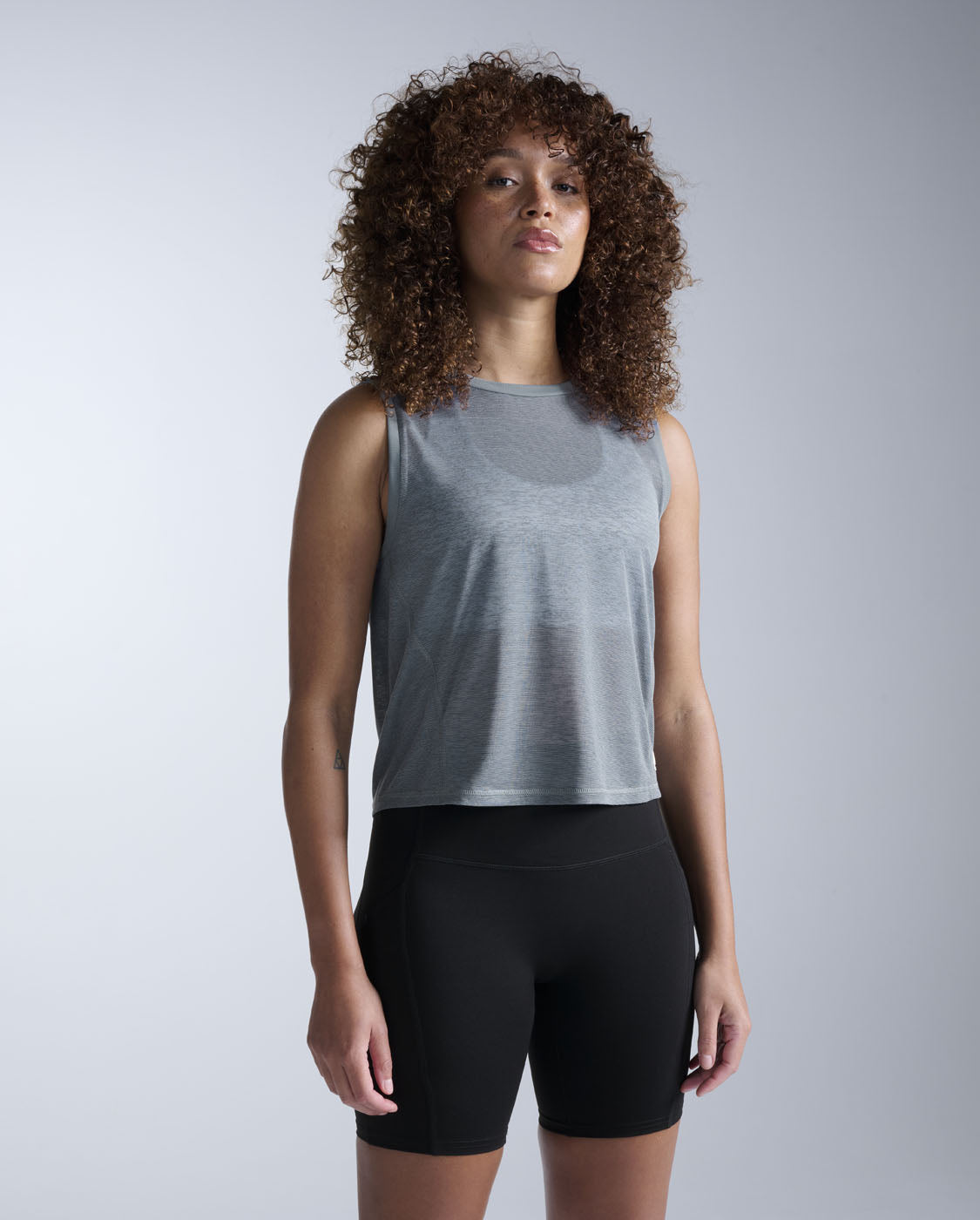 Relight Crop Tank, Dark Sage/White