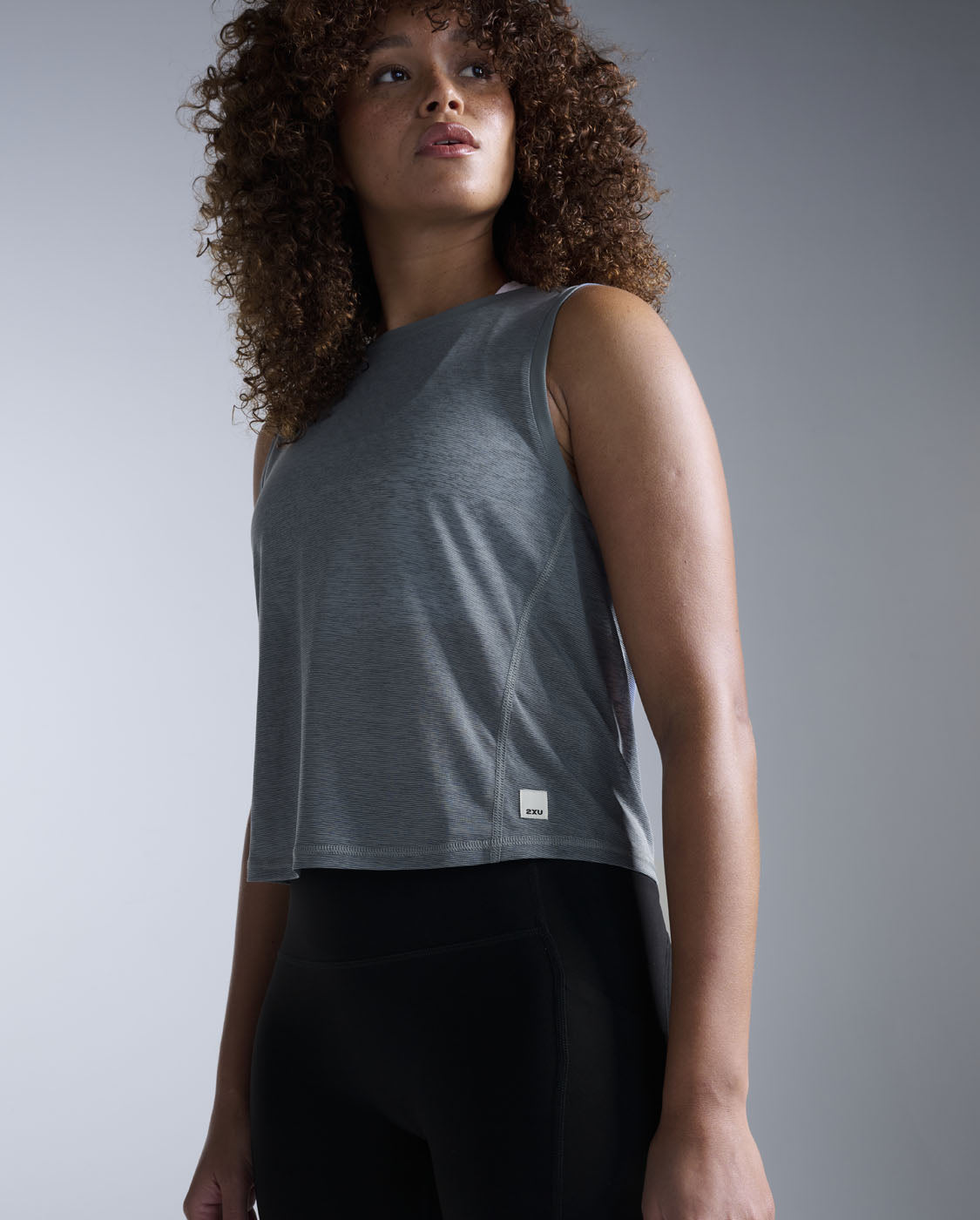 Relight Crop Tank, Dark Sage/White
