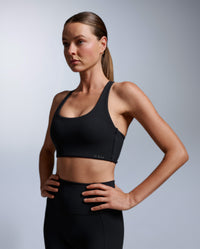 Fluid Twist Back Bra, Black/Black