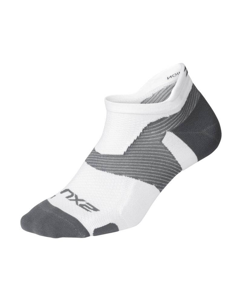 Vectr Light Cushion No Show Compression Socks, White/Grey